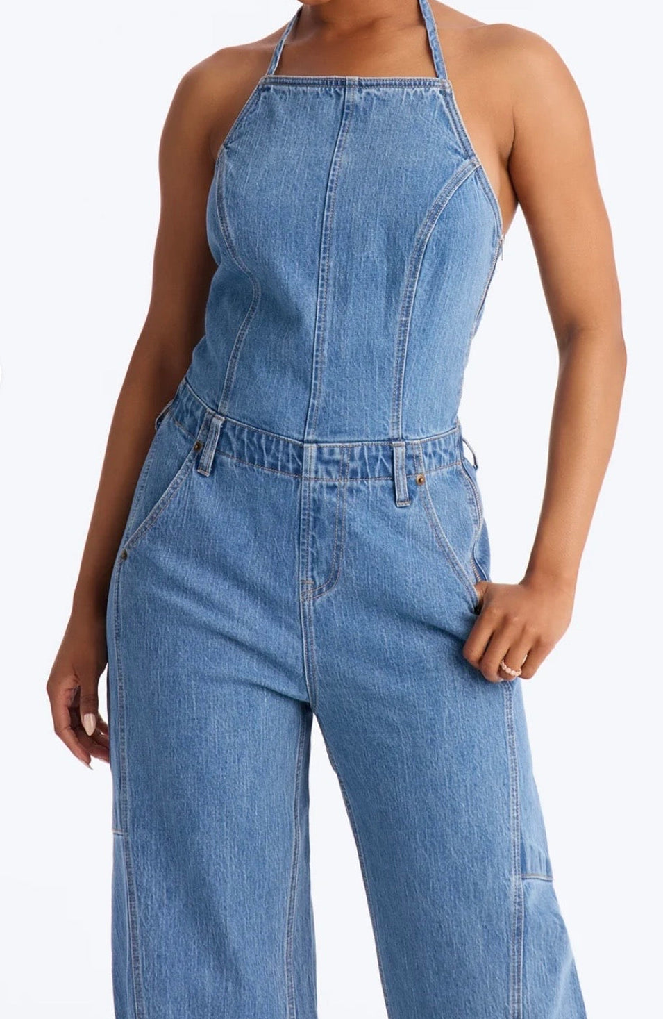 Denim Halter Jumpsuit
