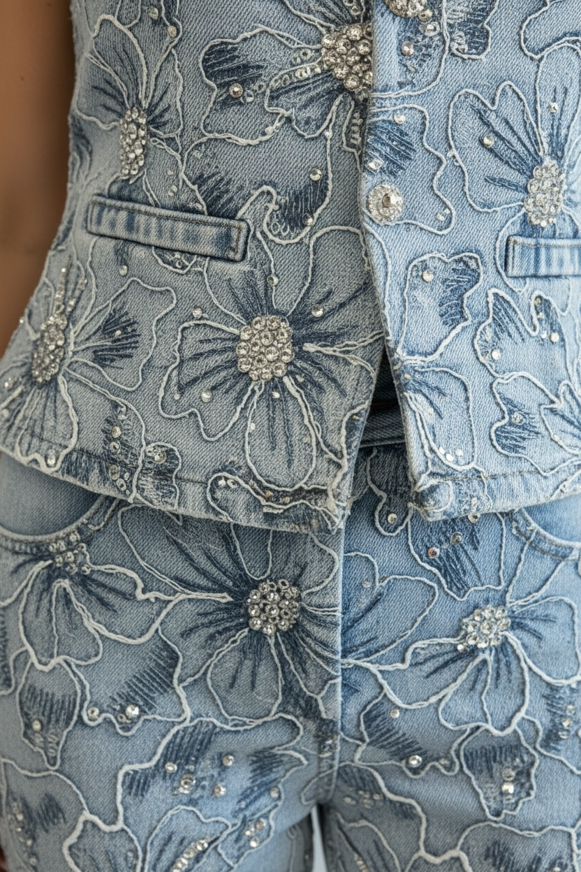 Vintage Bloom Denim Set