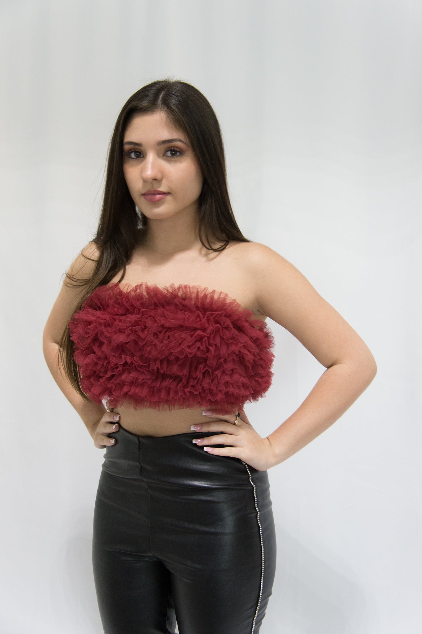 Rose Red Ruffled Top