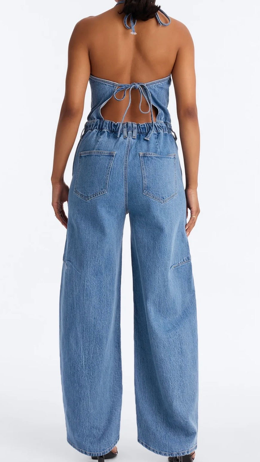 Denim Halter Jumpsuit