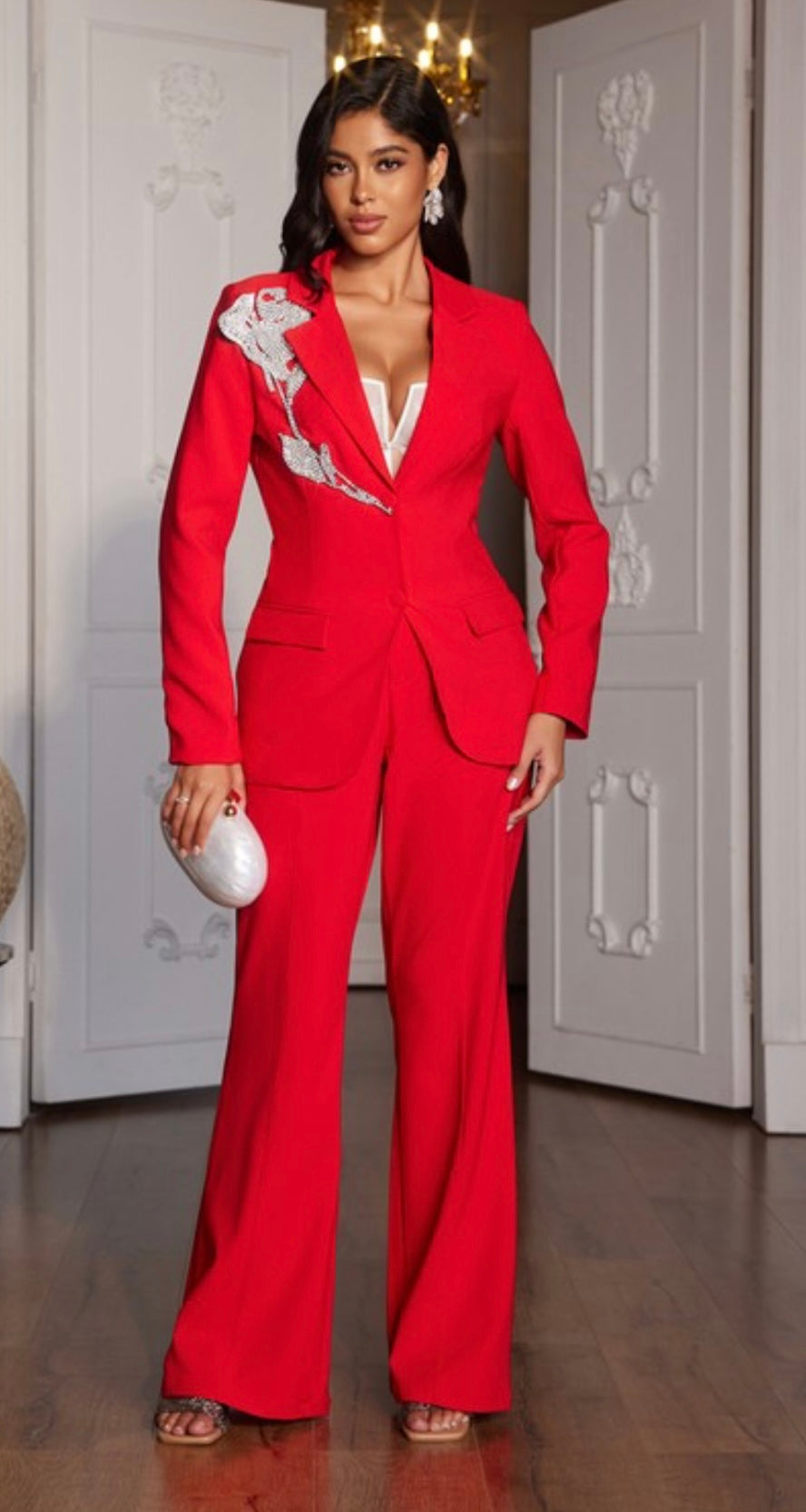 Lady in Red Suit Pants Set