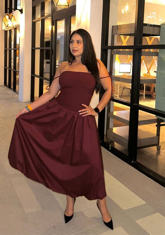 Burgundy Richness Midi Dress