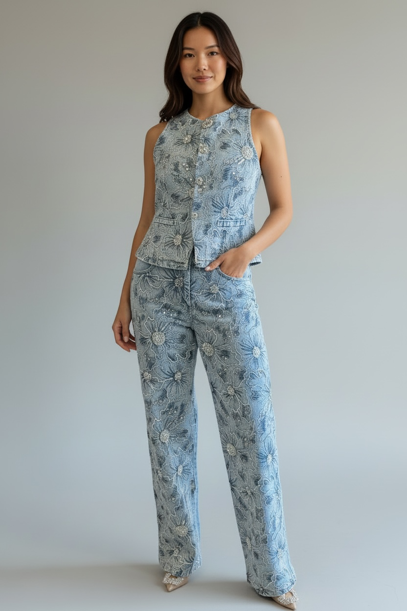 Vintage Bloom Denim Set