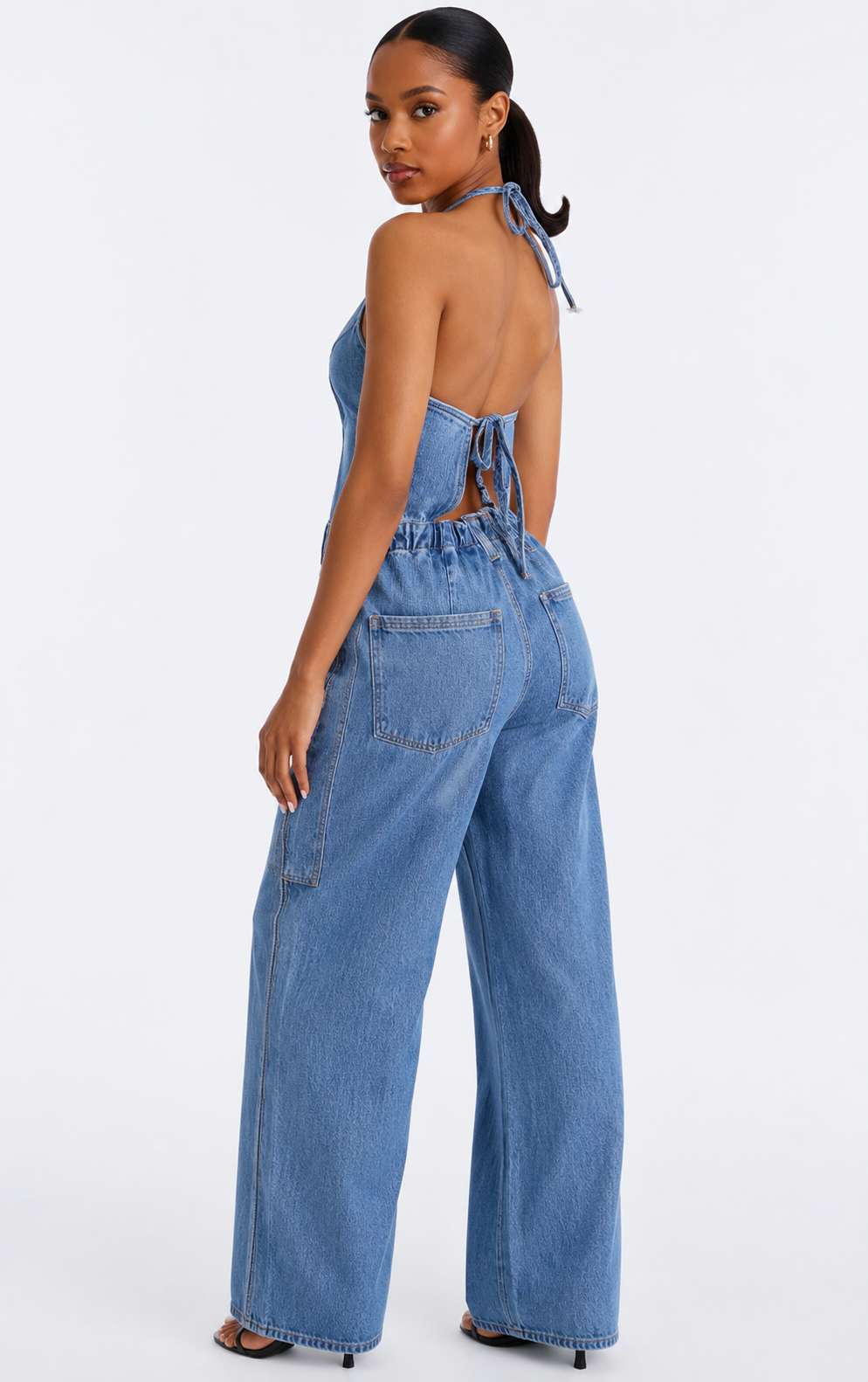 Denim Halter Jumpsuit