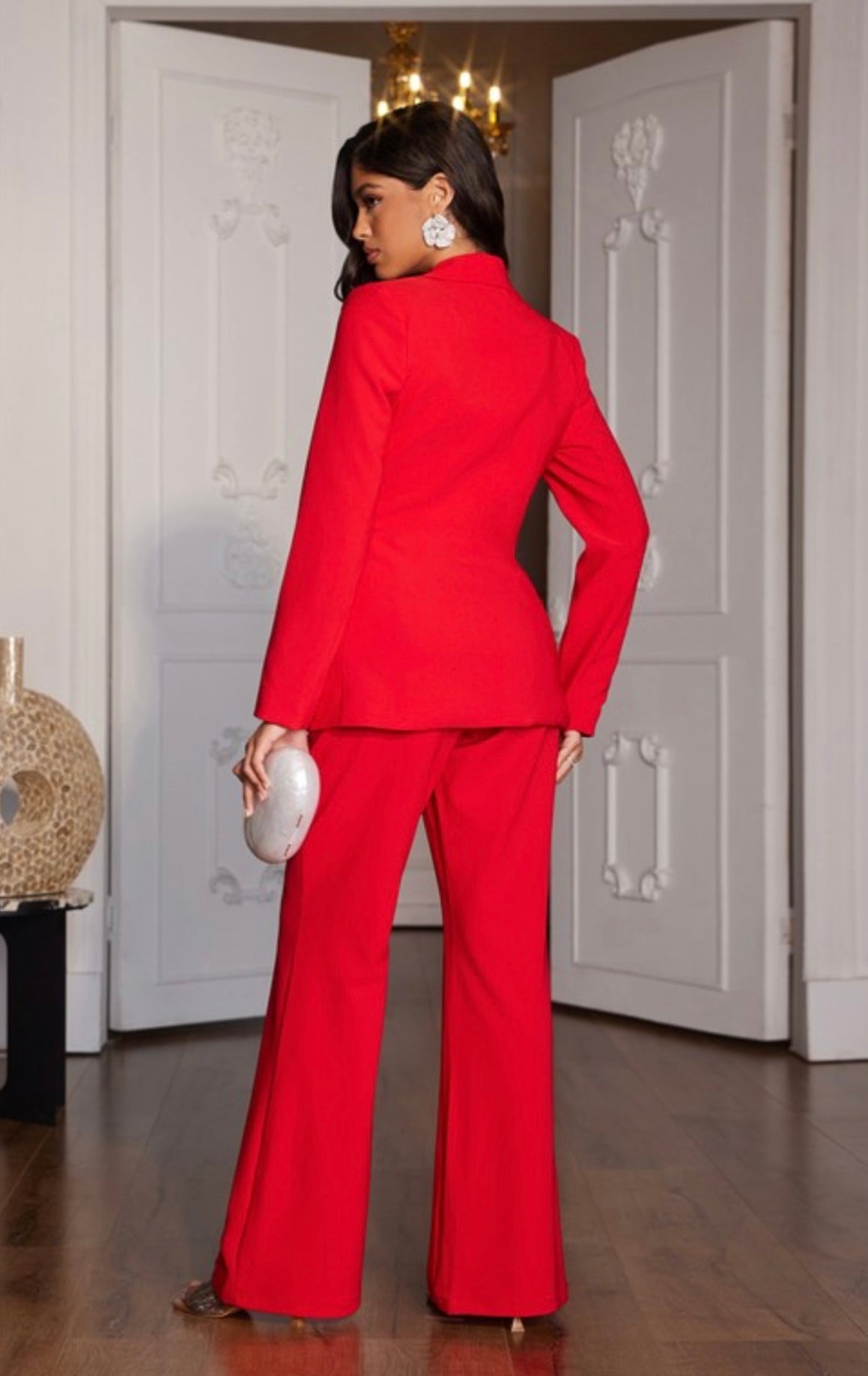 Lady in Red Suit Pants Set