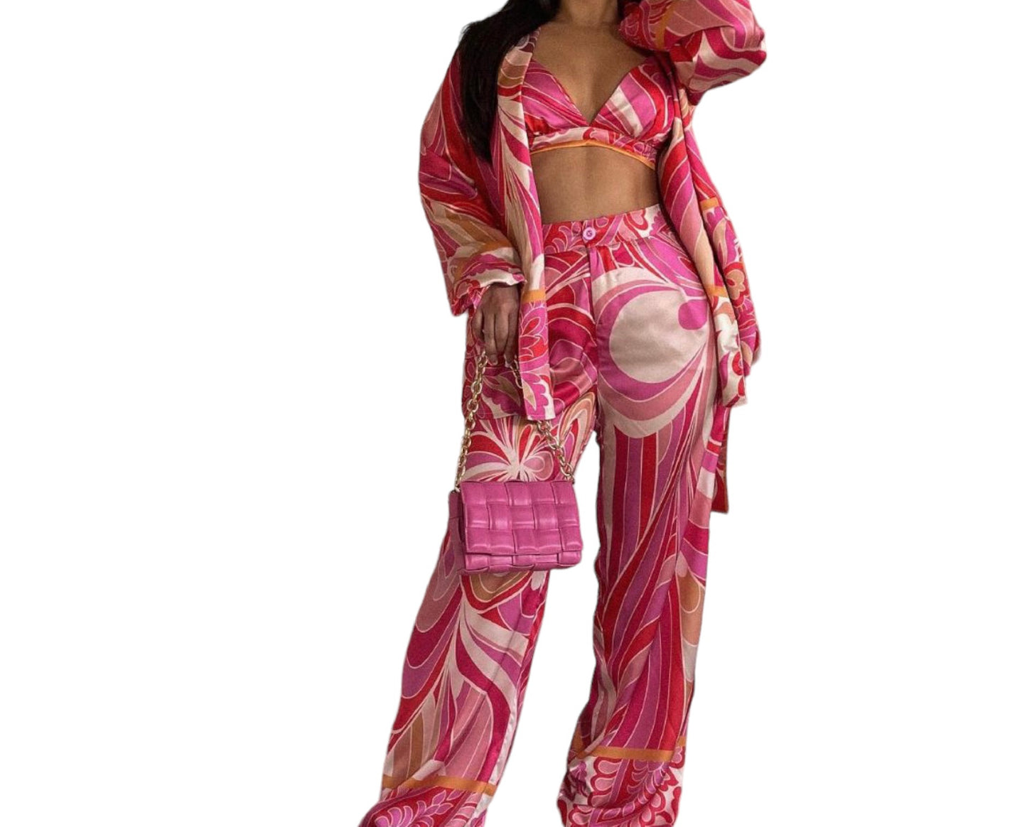 Shades of Pink Pants Kimono Set