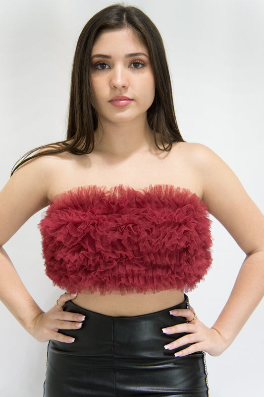 Rose Red Ruffled Top